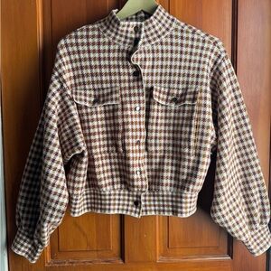 Marled Brown and White Houndstooth Jacket
